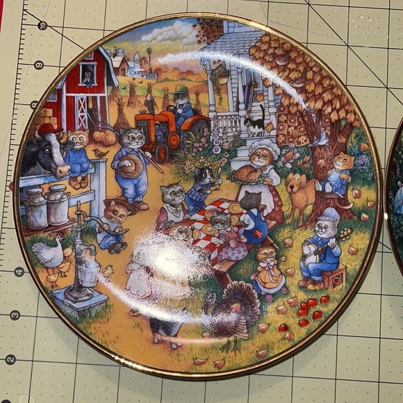 Vintage bull Bell Franklin mount cat plates - Picture 2 of 5